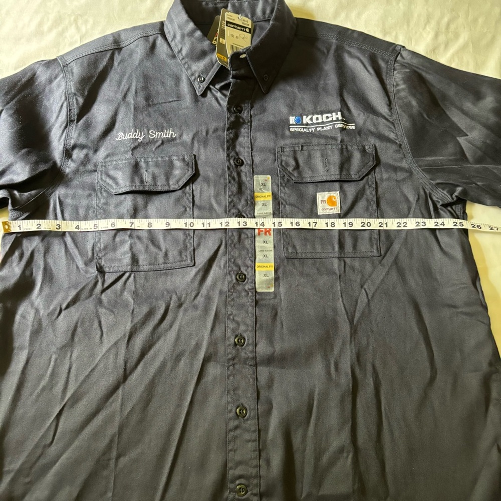 Carhartt NWT embroidered Dark Blue Flame Resistant Lightweight Twill Shirt XL - Picture 5 of 11